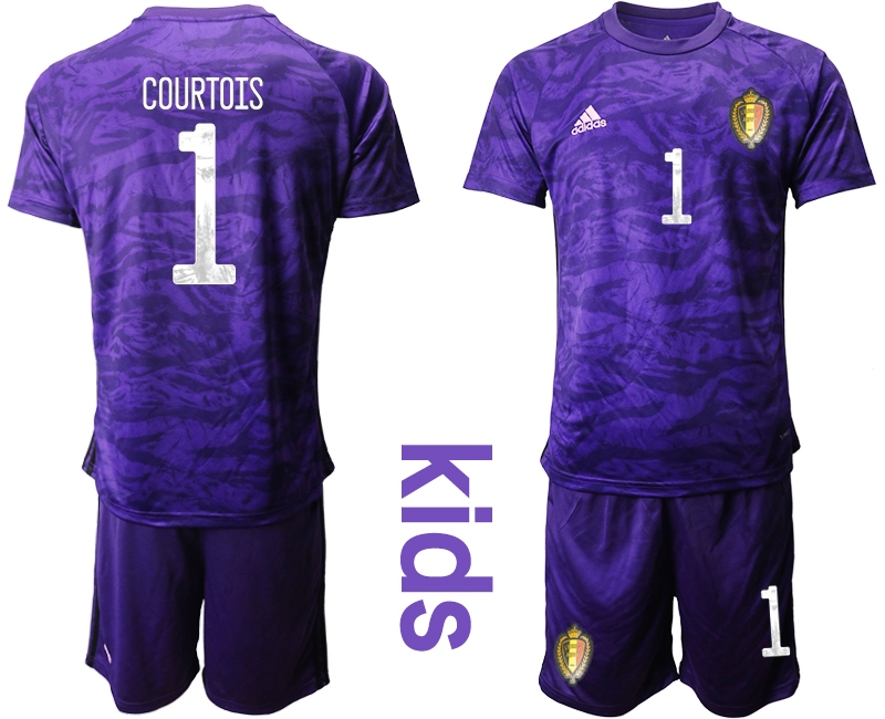 Youth 2021 European Cup Belgium purple goalkeeper #1 Soccer Jersey1